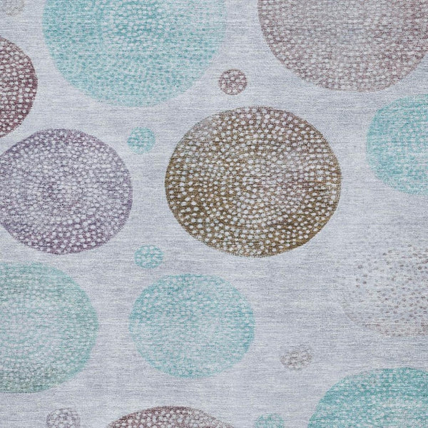 HomeRoots 9' X 12' Modern Geometric Washable Area Rug in Blue, Brown & Teal - UV Resistant & Easy Care! 707370