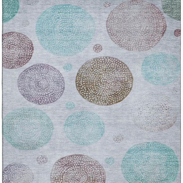 HomeRoots 9' X 12' Modern Geometric Washable Area Rug in Blue, Brown & Teal - UV Resistant & Easy Care! 707370