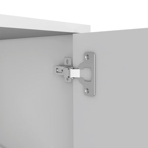 English Elm Dallas L-Shaped Home Office Desk with Spacious Work Surface, Two Open Shelves and Cabinet Storage Solution White 34 L x 24 W x 5 H B128S00164