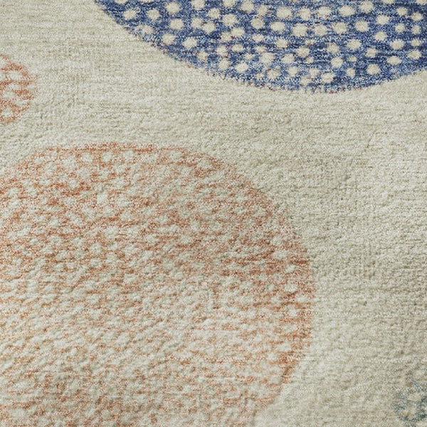 HomeRoots 8' X 10' Washable Ivory Blue Peach Area Rug - Durable, UV-Protected, Non-Slip for Modern Homes 707375