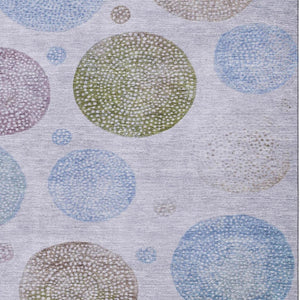 HomeRoots 5' X 8' Geometric Washable Area Rug in Lavender Blue & Brown - UV Protected & Stain-Resistant! 707379