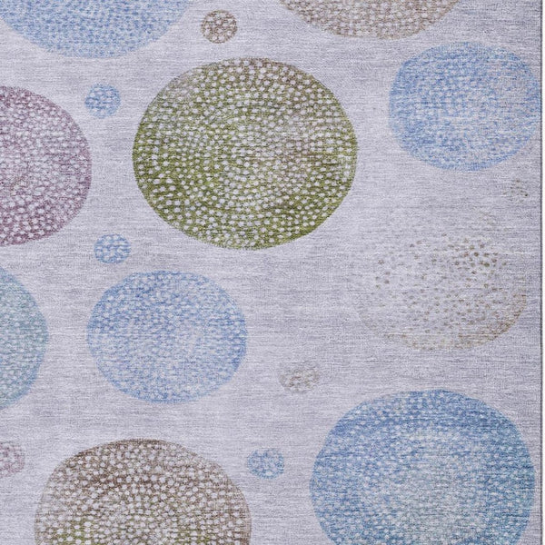 HomeRoots 5' X 8' Geometric Washable Area Rug in Lavender Blue & Brown - UV Protected & Stain-Resistant! 707379