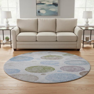 HomeRoots 8' X 10' Stylish Geometric Area Rug in Lavender Blue & Brown – Washable, Durable & UV Protected! 707381