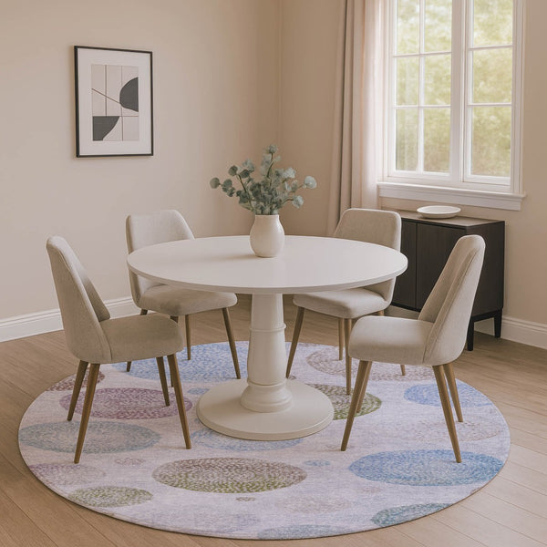 HomeRoots 8' X 10' Stylish Geometric Area Rug in Lavender Blue & Brown – Washable, Durable & UV Protected! 707381