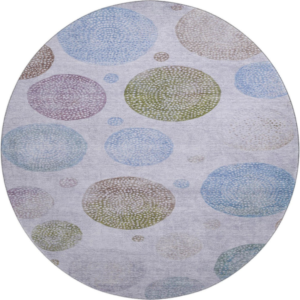 HomeRoots 8' X 10' Stylish Geometric Area Rug in Lavender Blue & Brown – Washable, Durable & UV Protected! 707381