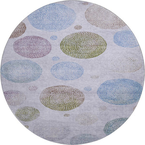 HomeRoots 8' X 10' Stylish Geometric Area Rug in Lavender Blue & Brown – Washable, Durable & UV Protected! 707381