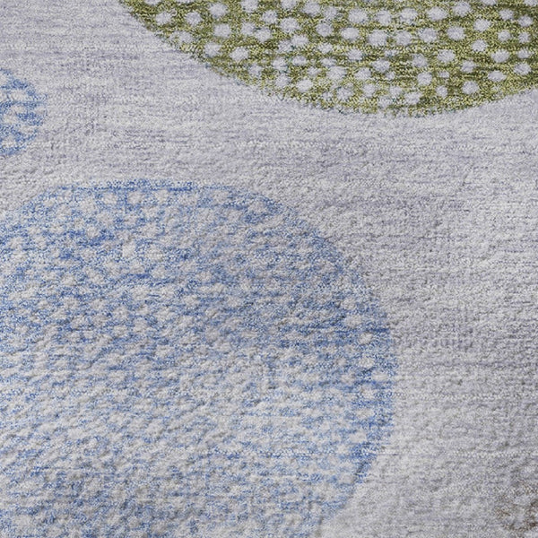 HomeRoots 8' X 10' Stylish Geometric Area Rug in Lavender Blue & Brown – Washable, Durable & UV Protected! 707381