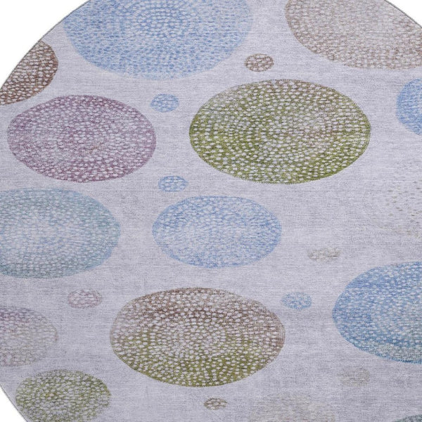 HomeRoots 8' X 10' Stylish Geometric Area Rug in Lavender Blue & Brown – Washable, Durable & UV Protected! 707381
