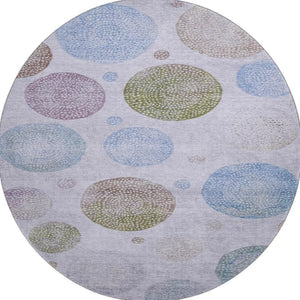 HomeRoots 8' X 10' Stylish Geometric Area Rug in Lavender Blue & Brown – Washable, Durable & UV Protected! 707381