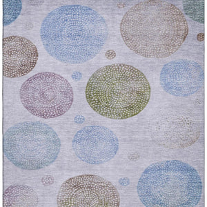 HomeRoots 10' X 14' Stylish Lavender Blue & Brown Geometric Area Rug - Washable, UV Protected, Durable Design 707383