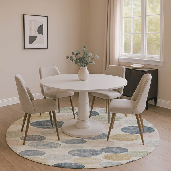 HomeRoots 8' X 10' Washable Beige Blue Wheat Geometric Area Rug with UV Protection for Kids & Pets' Safety 707387