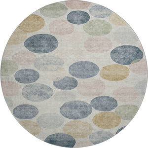 HomeRoots 8' X 10' Washable Beige Blue Wheat Geometric Area Rug with UV Protection for Kids & Pets' Safety 707387