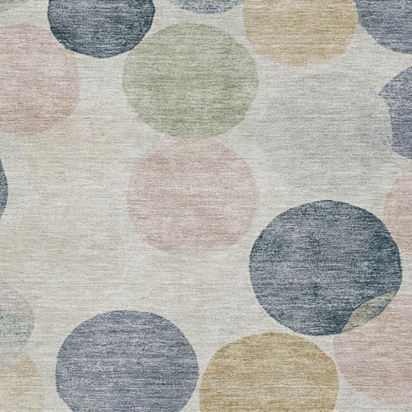 HomeRoots 10' Modern Geometric Washable Area Rug in Beige, Blue & Wheat with UV Protection for Easy Care 707389