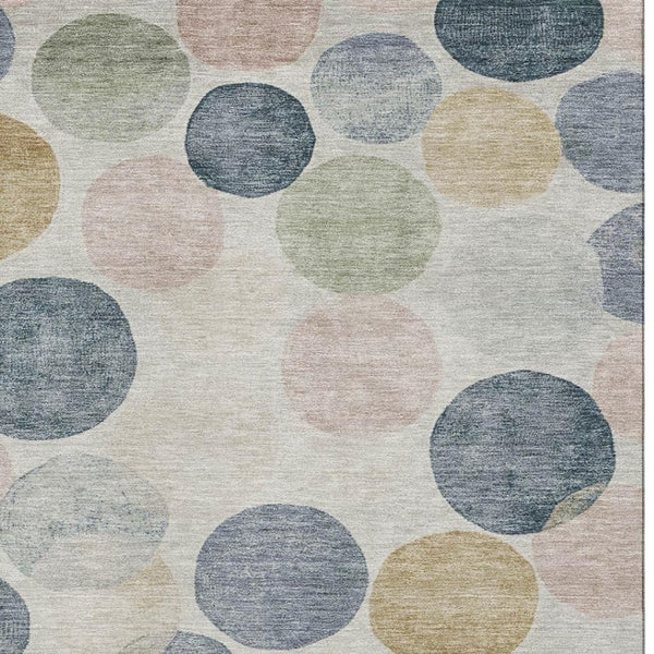 HomeRoots 10' Modern Geometric Washable Area Rug in Beige, Blue & Wheat with UV Protection for Easy Care 707389