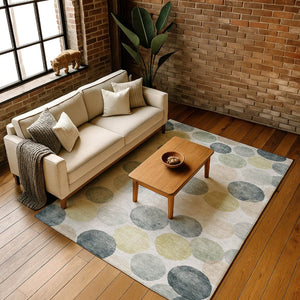 HomeRoots 5' X 8' Stylish Gray Gold Silver Washable Area Rug - Durable, UV Protected, Kid & Pet Friendly! 707391