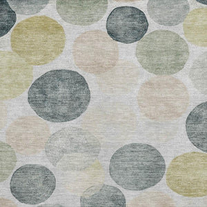 HomeRoots 5' X 8' Stylish Gray Gold Silver Washable Area Rug - Durable, UV Protected, Kid & Pet Friendly! 707391