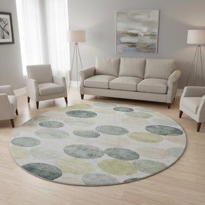 HomeRoots 8' X 10' Washable Gray Gold Silver Geometric Area Rug with UV Protection for Modern Homes & Pets 707393