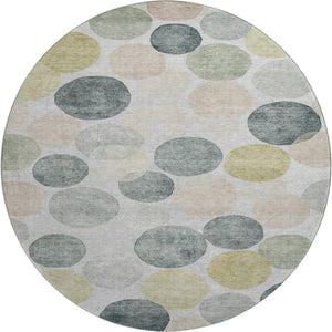 HomeRoots 8' X 10' Washable Gray Gold Silver Geometric Area Rug with UV Protection for Modern Homes & Pets 707393