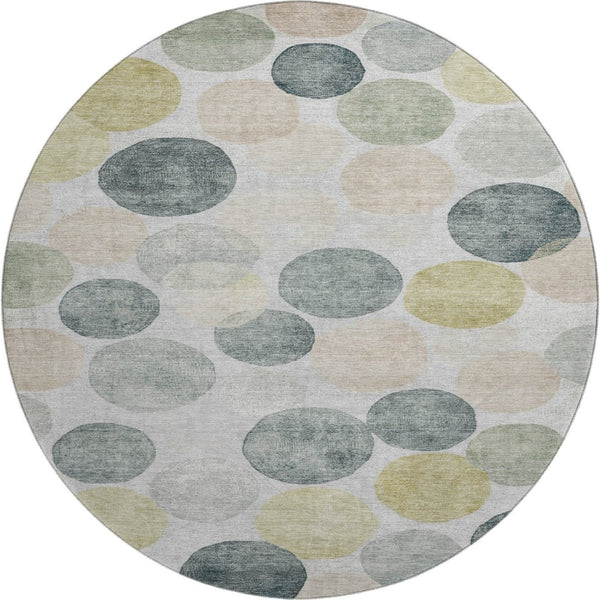 HomeRoots 8' X 10' Washable Gray Gold Silver Geometric Area Rug with UV Protection for Modern Homes & Pets 707393