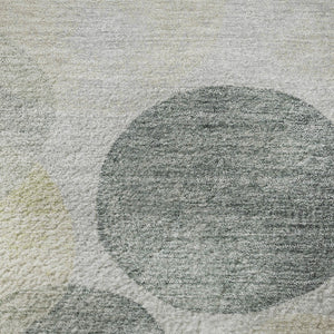 HomeRoots 8' X 10' Washable Gray Gold Silver Geometric Area Rug with UV Protection for Modern Homes & Pets 707393