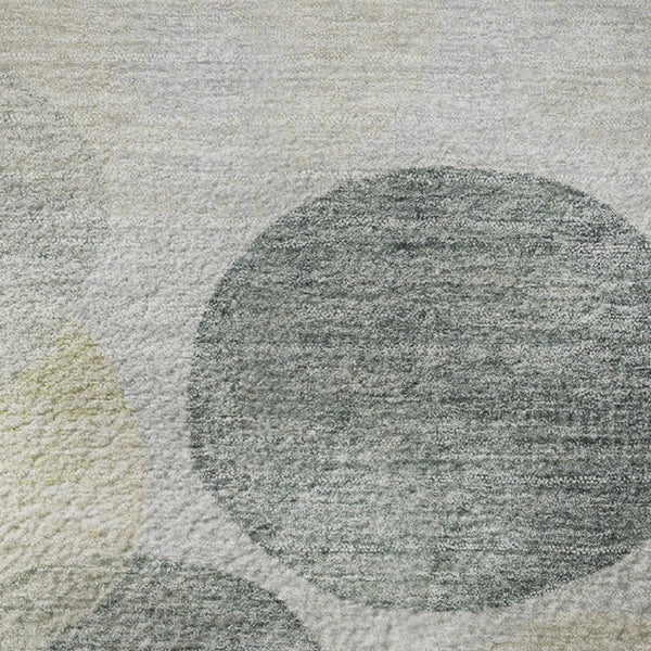 HomeRoots 8' X 10' Washable Gray Gold Silver Geometric Area Rug with UV Protection for Modern Homes & Pets 707393