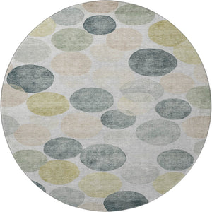 HomeRoots 8' X 10' Washable Gray Gold Silver Geometric Area Rug with UV Protection for Modern Homes & Pets 707393