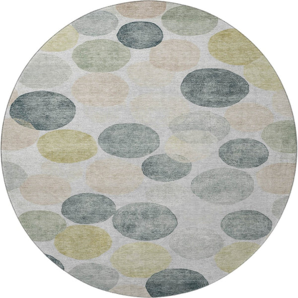 HomeRoots 8' X 10' Washable Gray Gold Silver Geometric Area Rug with UV Protection for Modern Homes & Pets 707393