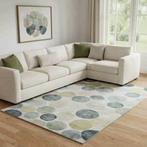 HomeRoots 9' X 12' Gray, Gold & Silver Geometric Washable Area Rug with UV Protection for High-Traffic Rooms 707394