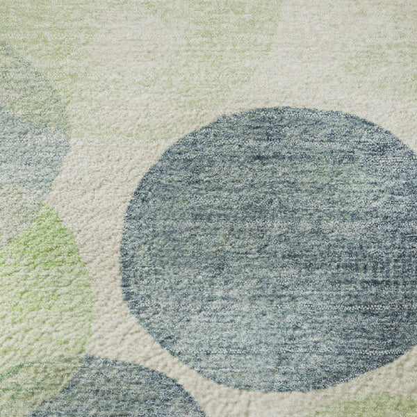HomeRoots 8' X 10' Modern Geometric Navy, Green & Ivory Washable Area Rug with UV Protection for Busy Homes 707399