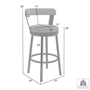 English Elm Bryant Swivel Barstool Faux Leather Seat Stainless Steel Frame for Kitchen Islands B2736P464886