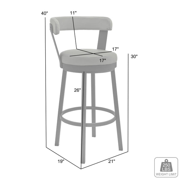English Elm Bryant Swivel Barstool Faux Leather Seat Stainless Steel Frame for Kitchen Islands B2736P464886
