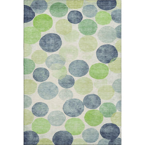 HomeRoots 10' X 14' Washable Geometric Area Rug in Navy, Green & Ivory - UV Protected, Stain-Resistant Style! 707401