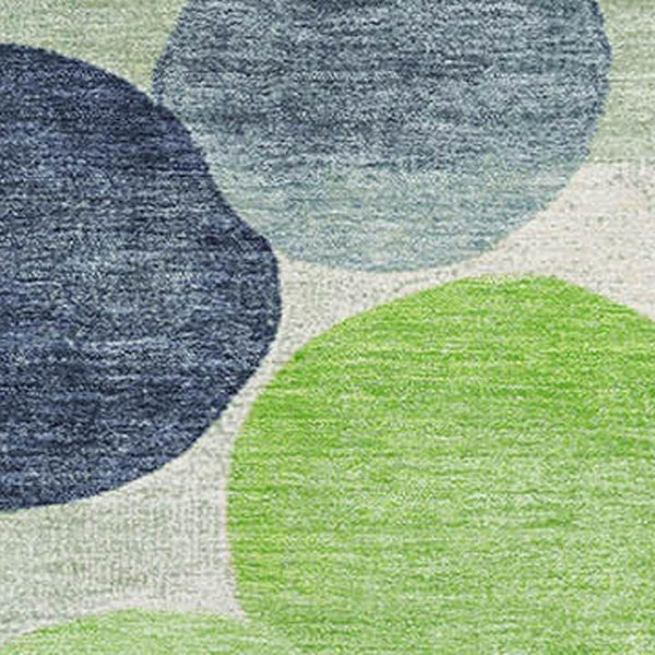 HomeRoots 10' X 14' Washable Geometric Area Rug in Navy, Green & Ivory - UV Protected, Stain-Resistant Style! 707401