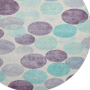 HomeRoots 8' X 10' Stylish Plum Teal Ivory Geometric Area Rug – Washable, UV Protected, Family-Friendly Design! 707405