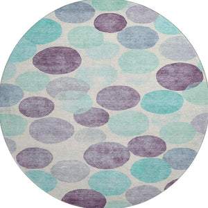 HomeRoots 8' X 10' Stylish Plum Teal Ivory Geometric Area Rug – Washable, UV Protected, Family-Friendly Design! 707405