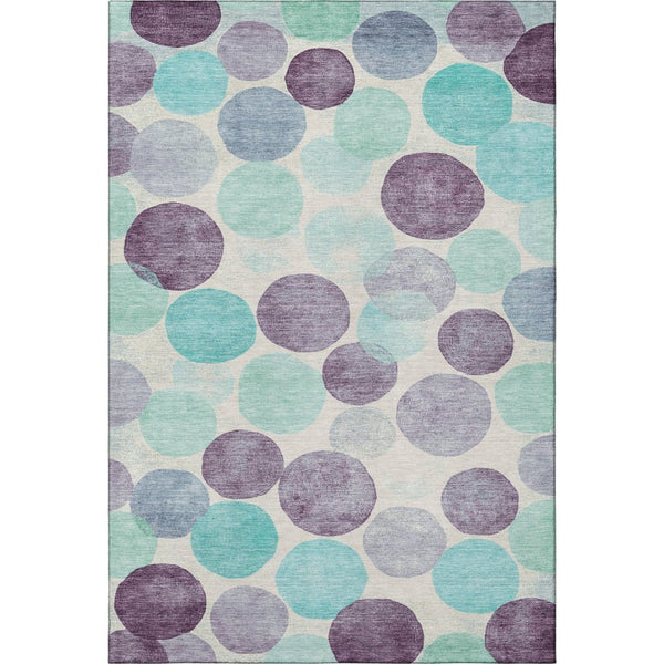 HomeRoots 9' X 12' Geometric Area Rug in Rich Plum, Teal & Ivory – Washable, UV Protected & Stain Resistant! 707406