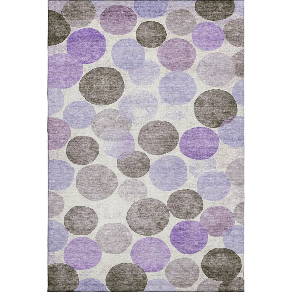 HomeRoots 5' X 8' Modern Purple Brown Ivory Geometric Area Rug - Washable, UV Protected & Stain Resistant! 707409