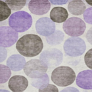 HomeRoots 5' X 8' Modern Purple Brown Ivory Geometric Area Rug - Washable, UV Protected & Stain Resistant! 707409