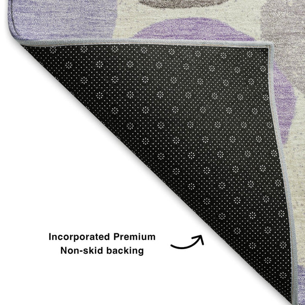 HomeRoots 9' X 12' Stylish Purple Brown Ivory Geometric Area Rug – Washable, UV-Protected & Stain Resistant! 707412