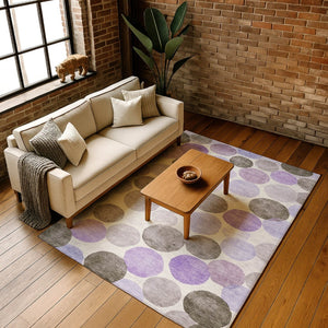 HomeRoots 9' X 12' Stylish Purple Brown Ivory Geometric Area Rug – Washable, UV-Protected & Stain Resistant! 707412