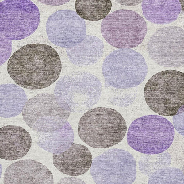 HomeRoots 9' X 12' Stylish Purple Brown Ivory Geometric Area Rug – Washable, UV-Protected & Stain Resistant! 707412