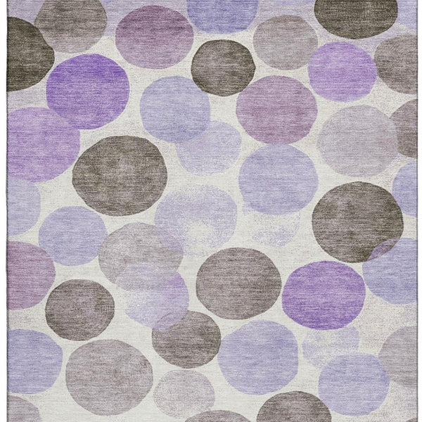 HomeRoots 9' X 12' Stylish Purple Brown Ivory Geometric Area Rug – Washable, UV-Protected & Stain Resistant! 707412