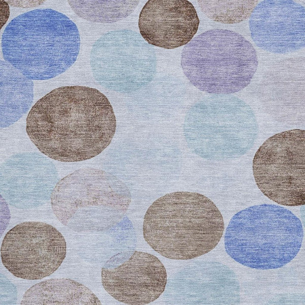 HomeRoots 5' X 8' Sky Blue Lavender Taupe Geometric Washable Area Rug with Stain Resistance & UV Protection 707415