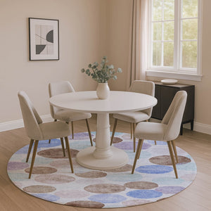 HomeRoots 8' X 10' Geometric Washable Area Rug in Sky Blue, Lavender & Taupe - UV Protected for Families 707417