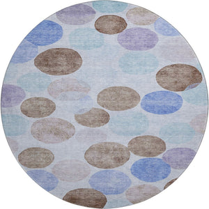 HomeRoots 8' X 10' Geometric Washable Area Rug in Sky Blue, Lavender & Taupe - UV Protected for Families 707417