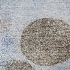 HomeRoots 8' X 10' Geometric Washable Area Rug in Sky Blue, Lavender & Taupe - UV Protected for Families 707417