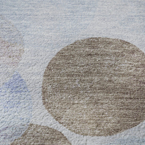HomeRoots 8' X 10' Geometric Washable Area Rug in Sky Blue, Lavender & Taupe - UV Protected for Families 707417