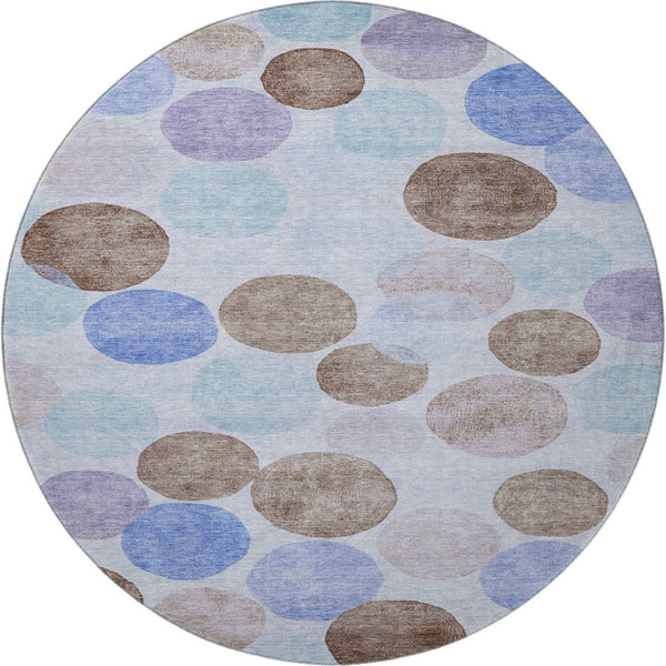 HomeRoots 8' X 10' Geometric Washable Area Rug in Sky Blue, Lavender & Taupe - UV Protected for Families 707417