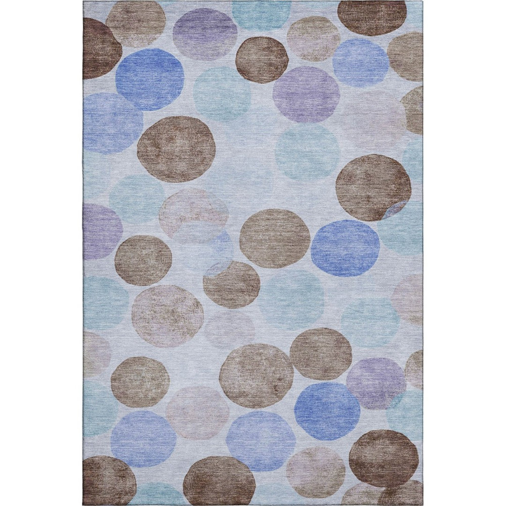 HomeRoots 10' X 14' Stylish Sky Blue, Lavender & Taupe Geometric Washable Area Rug with UV Protection & Soft Pile 707419