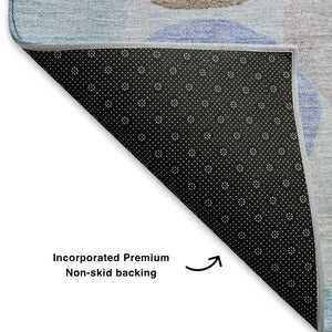 HomeRoots 10' X 14' Stylish Sky Blue, Lavender & Taupe Geometric Washable Area Rug with UV Protection & Soft Pile 707419
